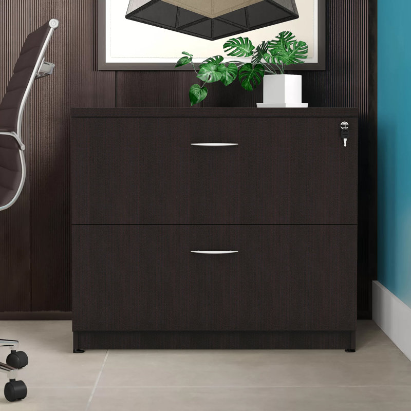 Espresso 34'' Wide 2-Drawer Lockable Lateral File Cabinet