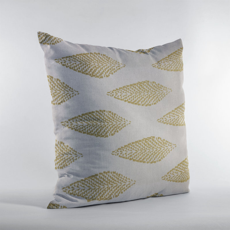 Large Leafs Linen Indoor/Outdoor Pillow Cover & Insert, 20" x 20", Beige, Green