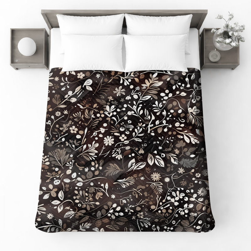 Couvre-lit matelassé Floral Botanical Illustration, Lit simple