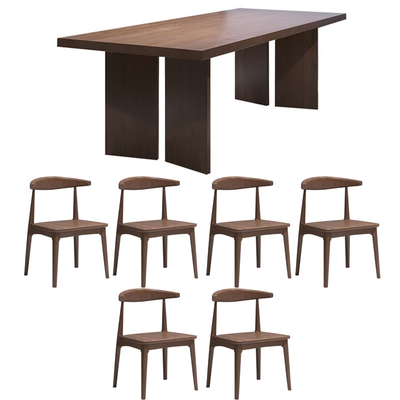 Rayvyn 6 - Person Pine Solid Wood Solid Wood Top Double Pedestal Dining Set, 29.53"H x 78.74"L x 31.5"W