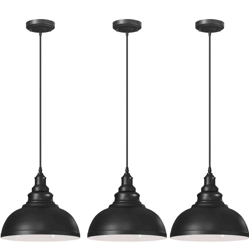 1 - Light Black Inner White Dome Pendant, No