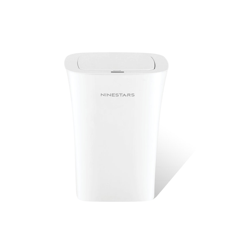 Poubelle à capteur de mouvement automatique 2,6 gallons Ninestars pour salle de bain bureau 10L, blanc, DZT-10-11