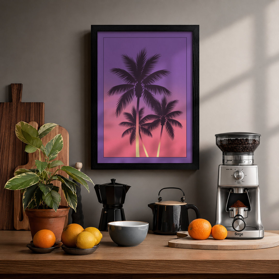 Palms at Dusk Tropical - Framed Print