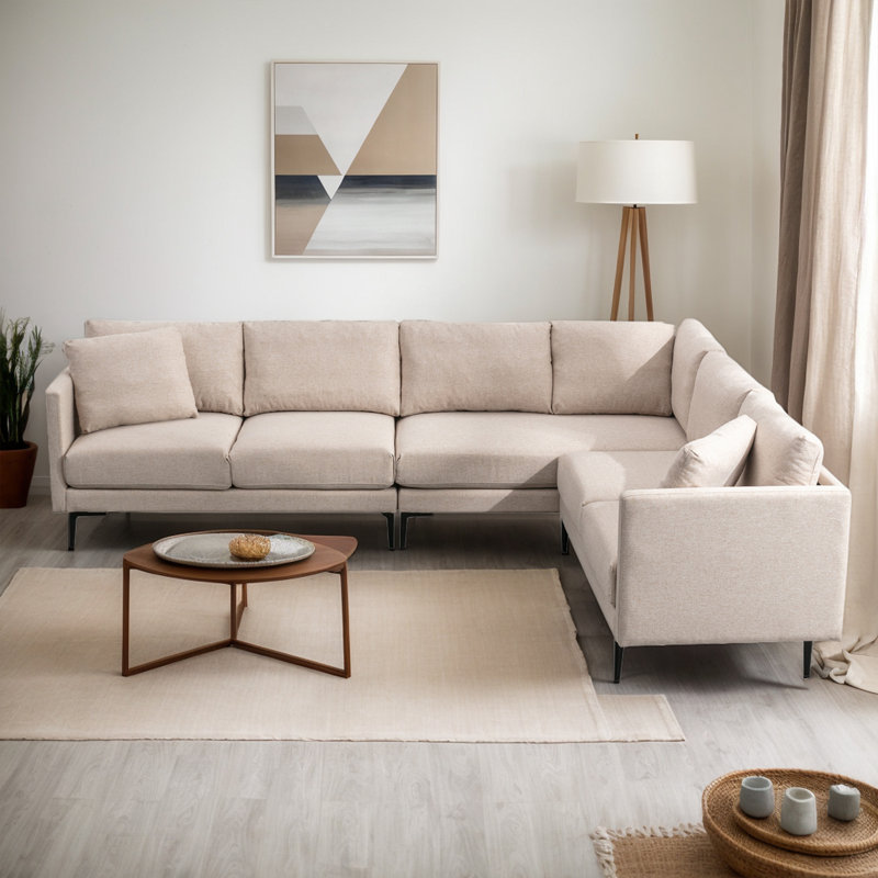 107" 5-Seat L-Shaped Sectional Sofa, Modular Cloud Couch with Carbon Steel Legs & Memory Foam, Space-Optimized Design for Large Apartments