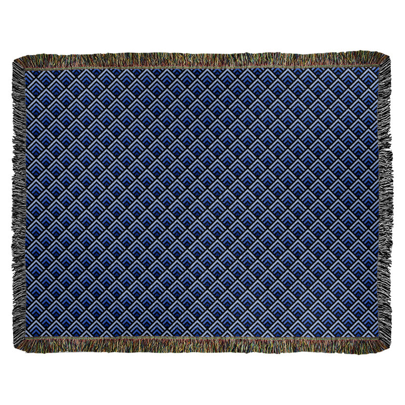 Couverture en coton tissé Katelyn Elizabeth, L 60 po x L 80 po, Noir / Bleu