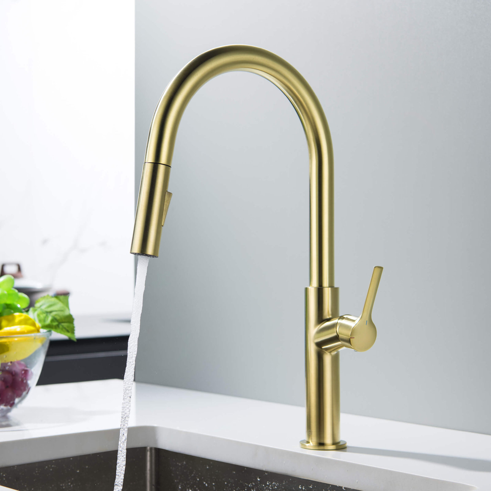 KIBI Fusion Pull-Down Kitchen Faucet, Brushed Gold