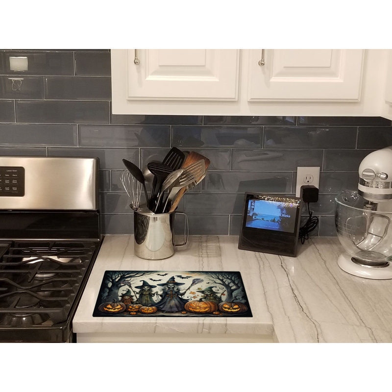 Witches Spooky Halloween Glass Cutting Board Large