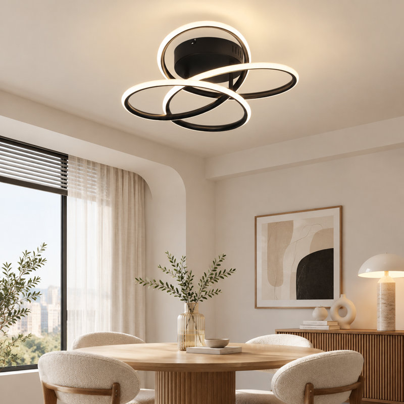 41cm Butterfly‑Shaped Dimmable LED Flush Mount, Matte Black