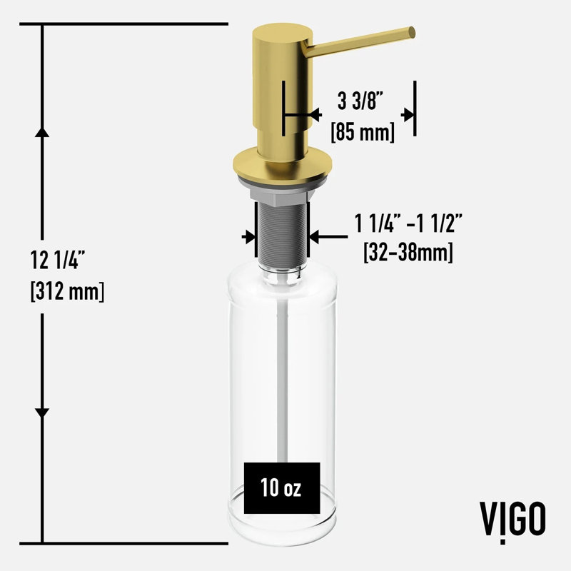 10 oz. Braddock Kitchen Soap Dispenser, Matte Brushed Gold