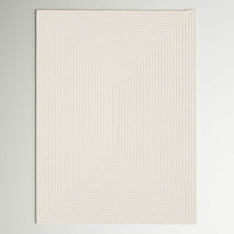 Tapis intérieur / extérieur ivoire en polypropylène tissé à plat à la main Morton, Rectangle 4 pi x 6 pi