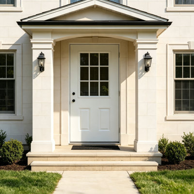 Dalle de porte d'entrée en fibre de verre, verre à faible émissivité 9 Lite - dalle de porte d'entrée pour l'entrée de la maison, ouverture vers la droite, dalle de porte lisse et démontable (cadre de porte non inclus)