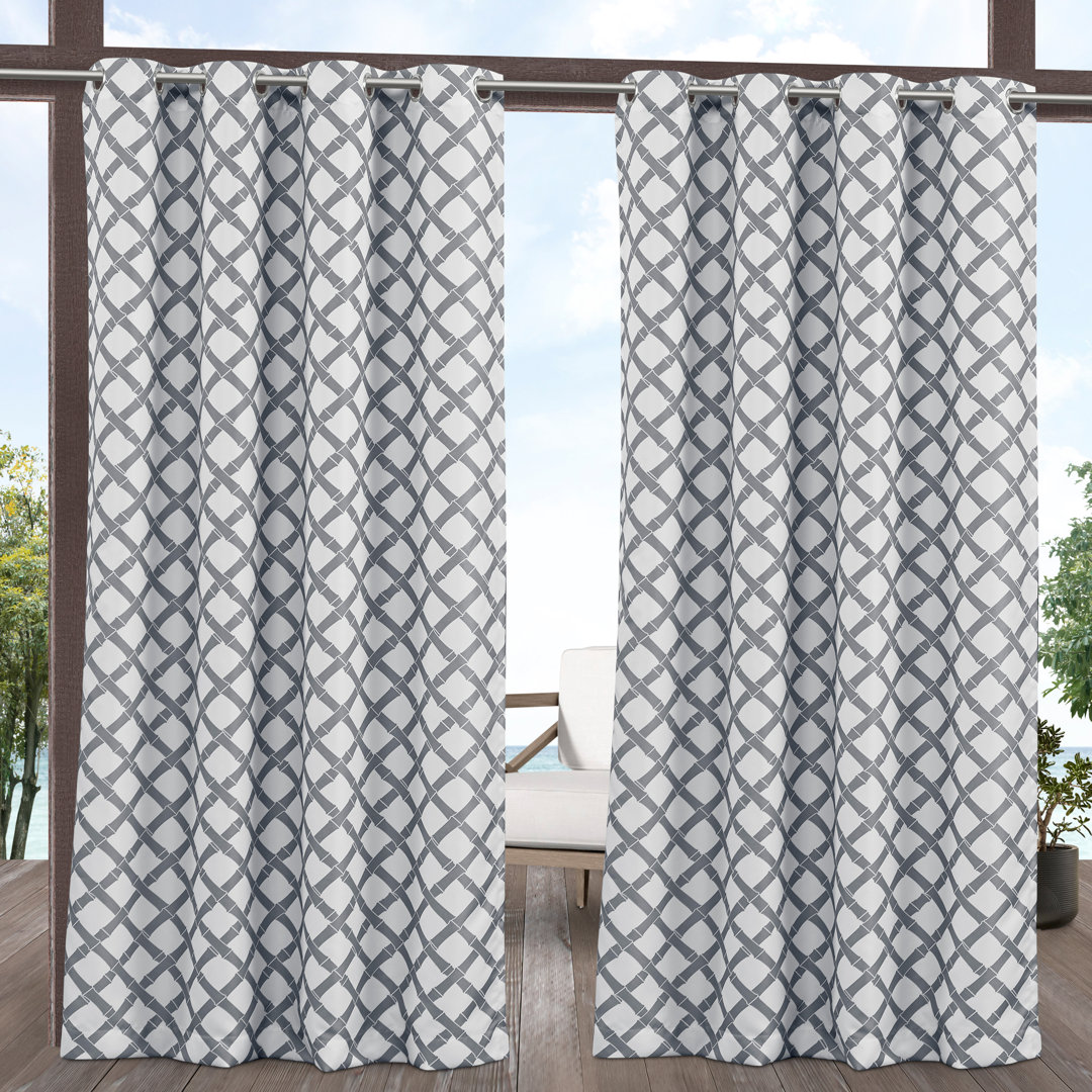 Shyanne Geometric Semi-Sheer Grommet Curtain Panels (Set of 2) Bayou Breeze Curtain 