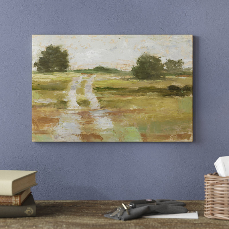 «Back Country Road II», peinture sur toile, H 12 po x l 18 po