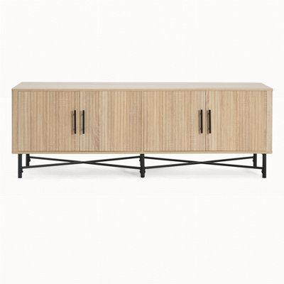 Functional 4-Door TV Cabinet – 2 Storage Spaces, Adjustable Shelves by Hokku Designs