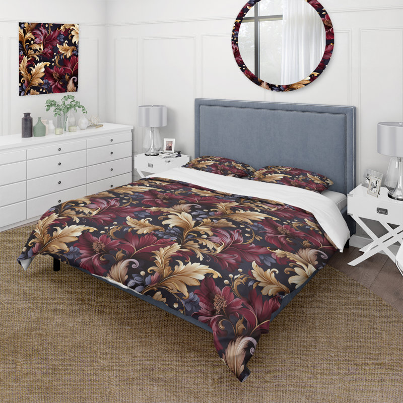 Ensemble de housse de couette Damask, Housse de couette pour grand lit et 2 taies décor