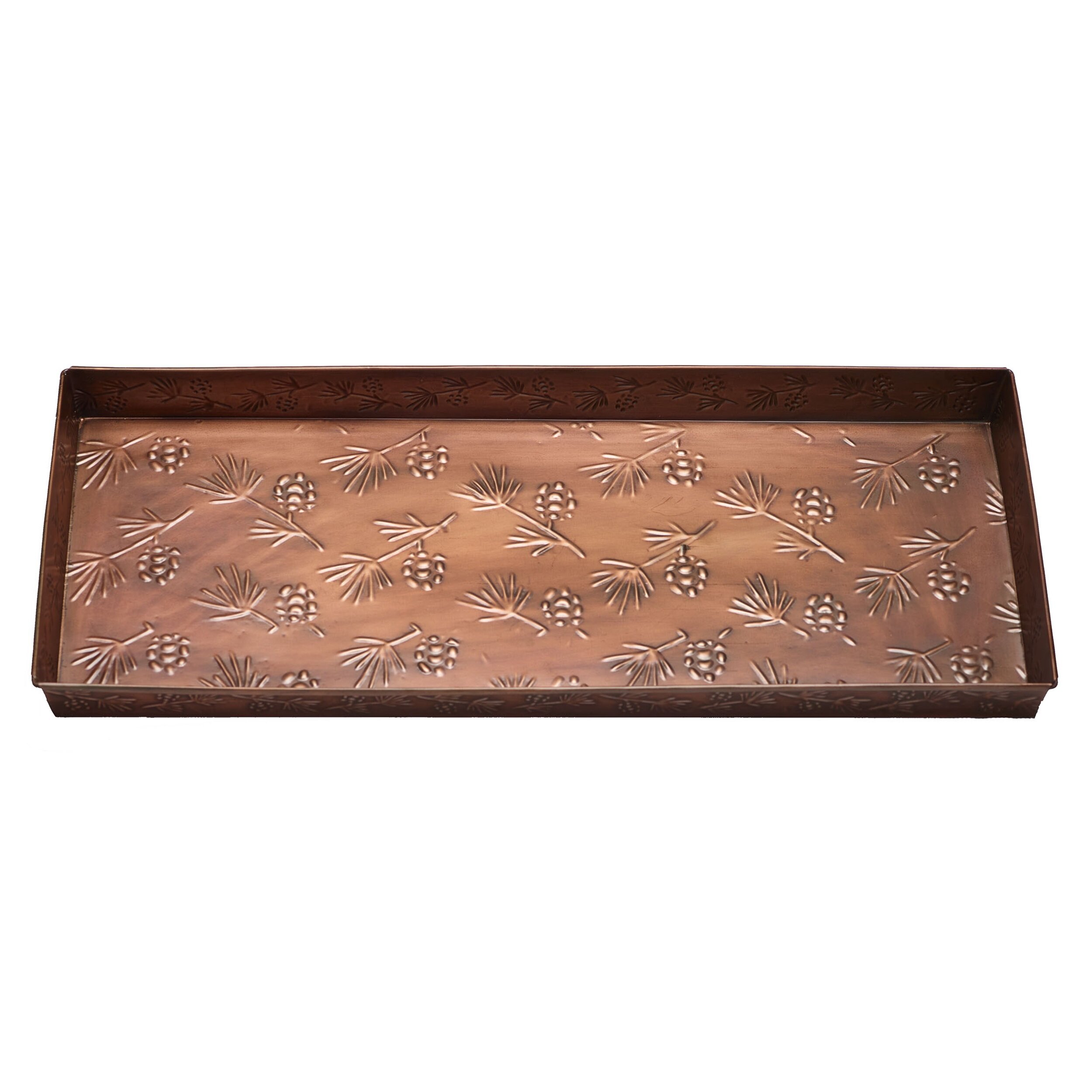 https://assets.wfcdn.com/im/83605961/compr-r85/1040/104084273/antique-copper-pine-cone-30-in-x-13-in-indoor-boot-tray.jpg