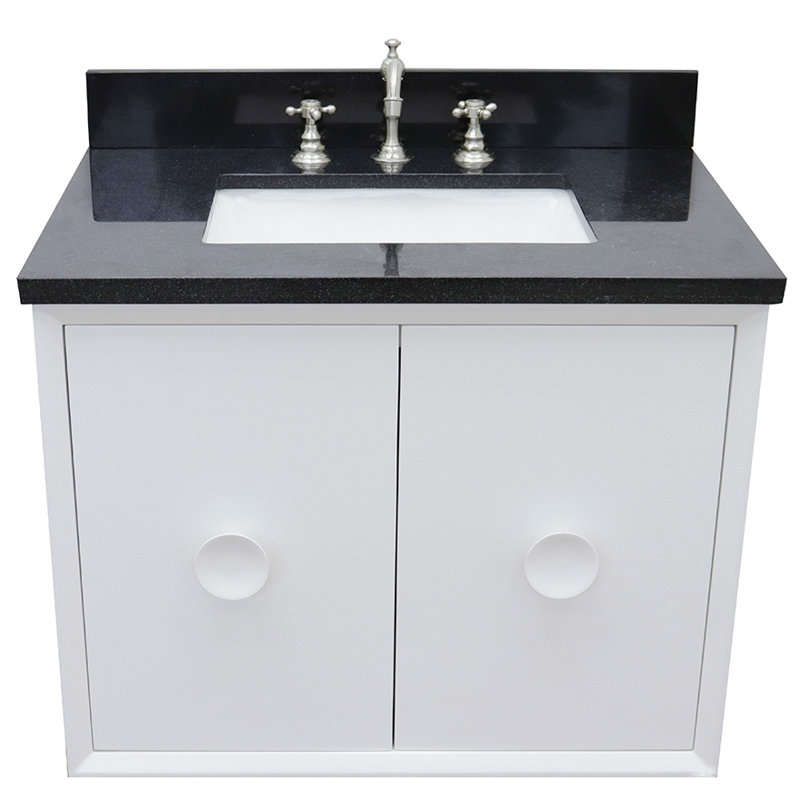 Ensemble de meuble-lavabo mural simple 31 po Crumley, Blanc / noir galactique
