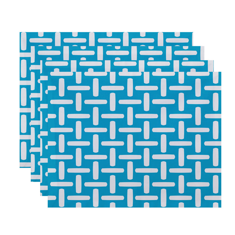 Kuse Polyester Geometric Rectangle Placemat, Turquoise