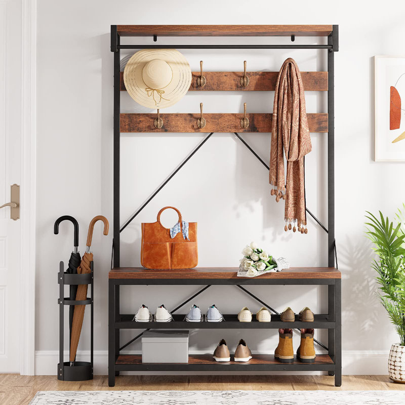 Banc de rangement pour 8 paires de chaussures, Brun