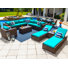 Ensemble complet de patio en rotin Sunbrella avec coussins 19 pièces Yussuf