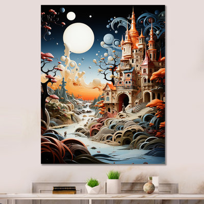 Machaela, surréalisme, château de rêve sur toile