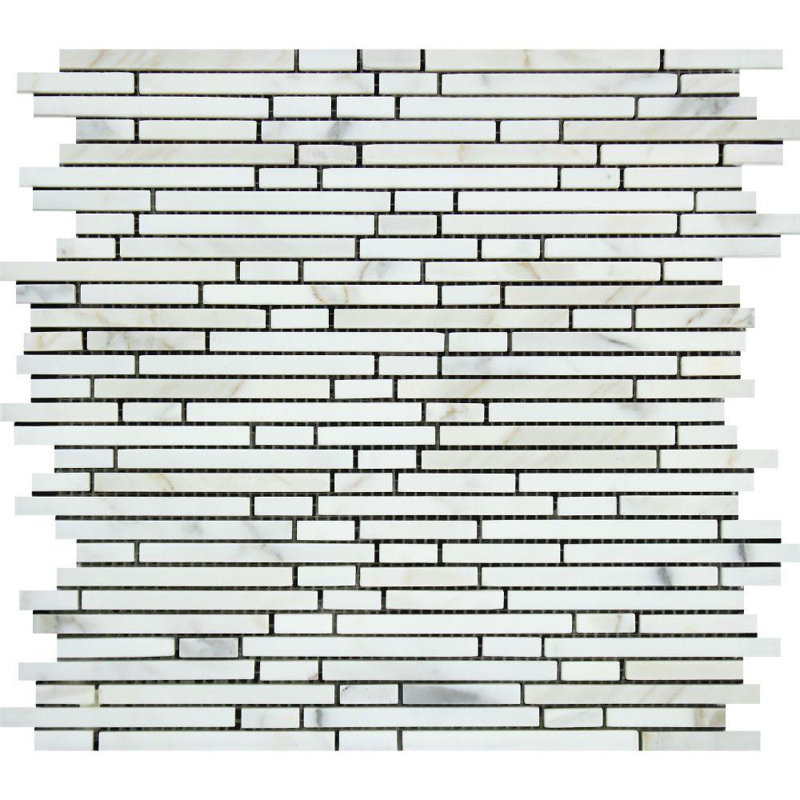 Marble Linear Mosaic Wall & Floor Tile, Polished Calacatta Gold