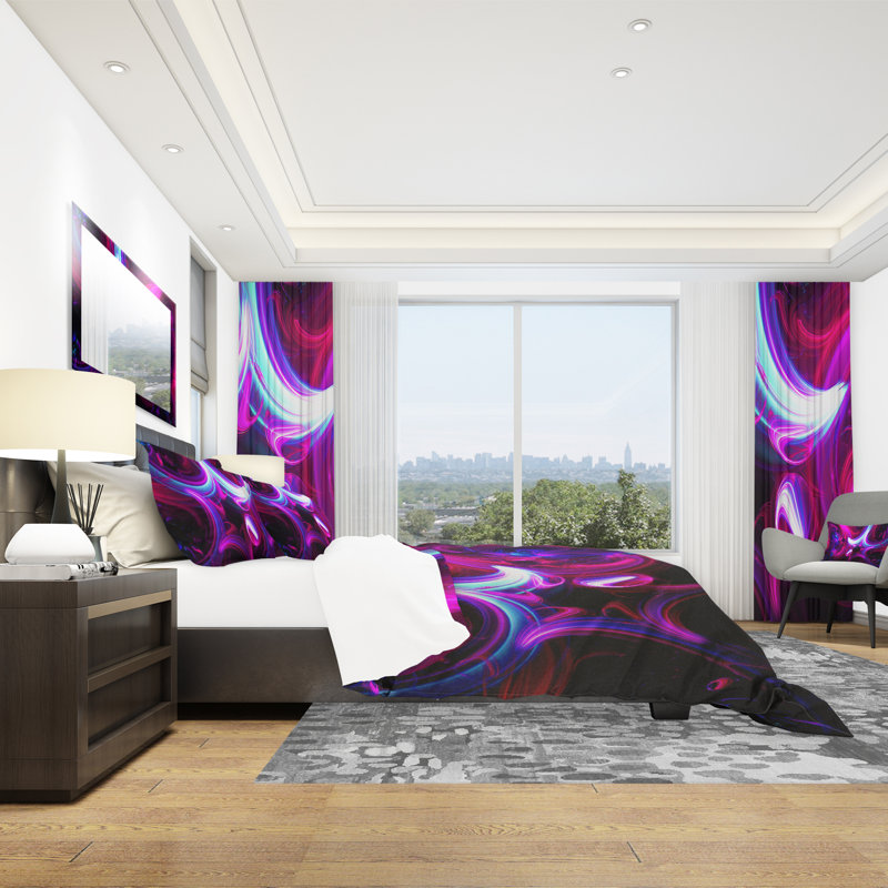 Purple Haze Abstract - Ensemble de housse de couette à motif abstrait - Microfibre de polyester, Twin Duvet Cover + 2 Shams