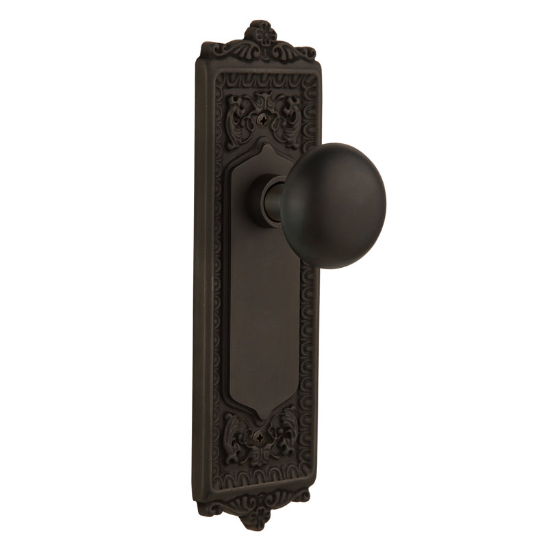 Plaque Egg & Dart avec bouton de porte New York, Bronze frotté à l'huile, 2,375 po