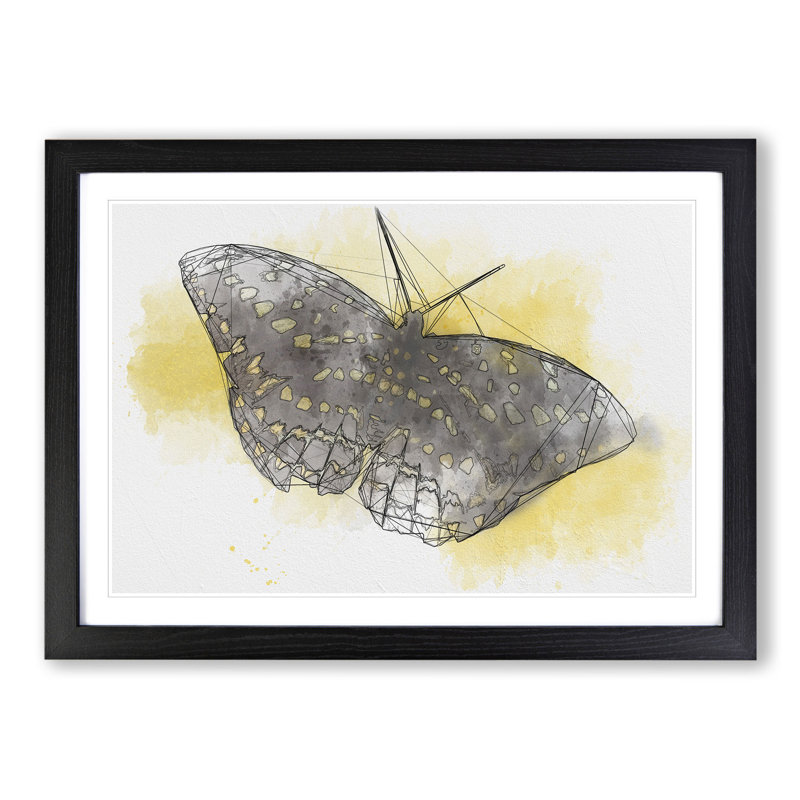 Butterfly Vol.4 Sketch - Picture Frame Painting, 27cm H x 36cm W x 2cm D, Black Framed