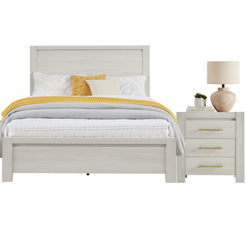 Queen Size Bed And Nightstand Set, White