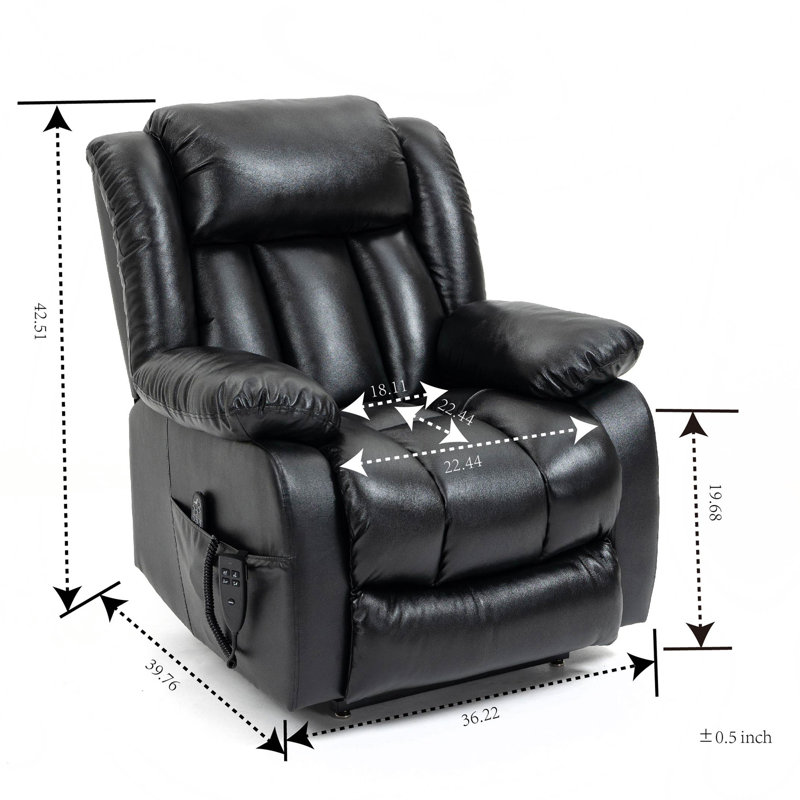 Fauteuil inclinable Lift Assist, Cuir véritable noir