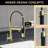 Pull Down Kitchen Faucet, Stainless Steel, Single Handle, Brushed Gold, Look Faucet With , Stream And Spray Options