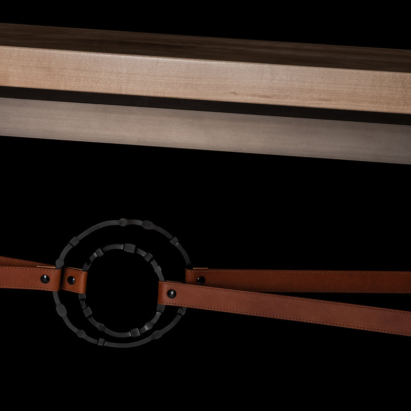 Equus 60" Console Table, Oil Rubbed Bronze, Bronze, British Brown Leather