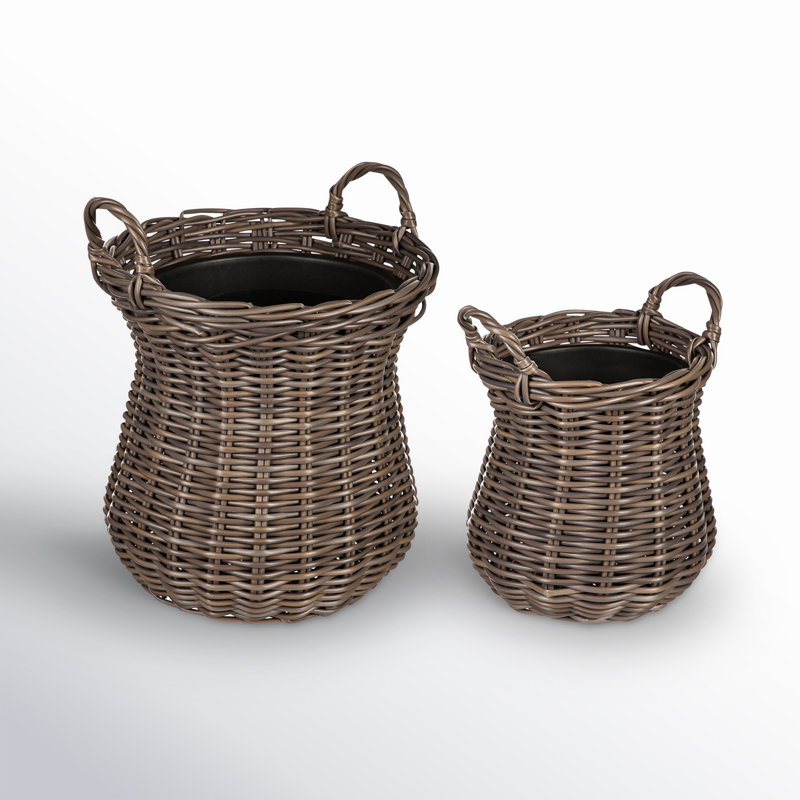 Ensemble de pots à fleurs d'intérieur / extérieur en résine 2 pièces