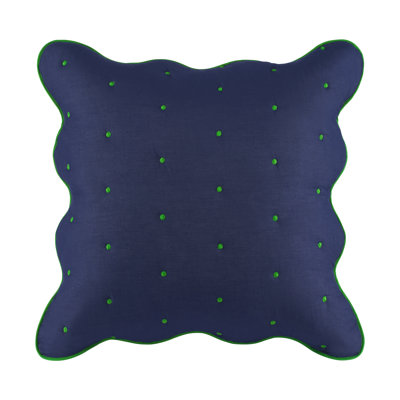 kate spade new york Scalloped Edge Euro Sham, 26" x 26" Single 100% Cotton Decorative Pillow Cover, Navy