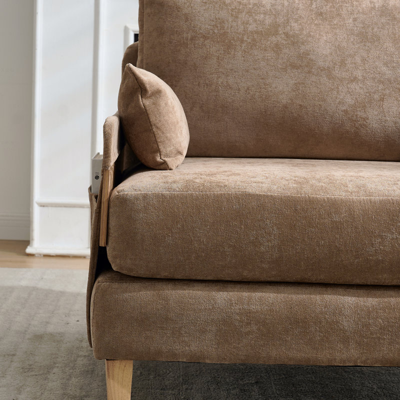 Canapé-lit pliable inclinable, canapé-lit convertible 3-en-1, décor moderne Mid-Century, Brun