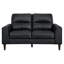 Cuir noir avec mousse à haute densité, structure en bois massif, assise de 20,5 po de profondeur, coussins en mousse de style rétro, largeur du produit de 34,5 po, lignes
