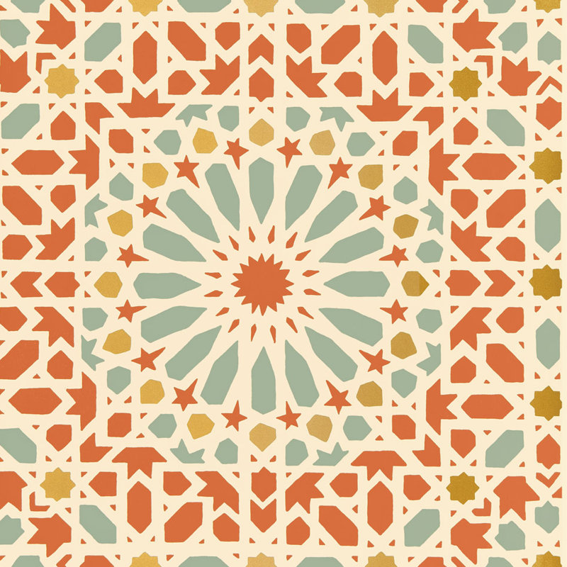 Nasrid Palace Mosaic Wallpaper, Persimmon