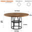 Table de salle à manger industrielle moderne, ronde de 119 cm (47 po), pour 4 à 6 personnes, gain de place grâce à sa tablette de rangement intégrée. Structure métallique robuste. Parfait pour la cuisine, la salle à manger, un appartement ou un bureau. Couleur : marron.-1338836366