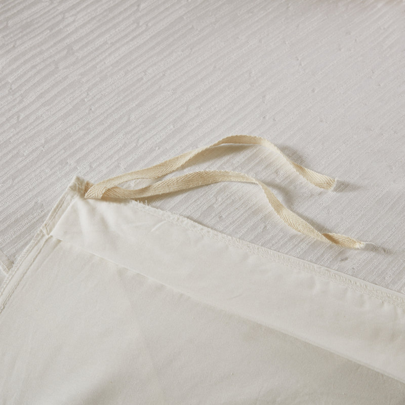N Natori Hanae Cotton Blend Yarn Dyed Duvet Cover Set, White, King Duvet Cover + 2 King Shams