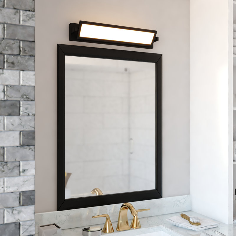 Roxey 27 In. Integrated LED Black Bathroom Vanity Wall Light With Rotating Light