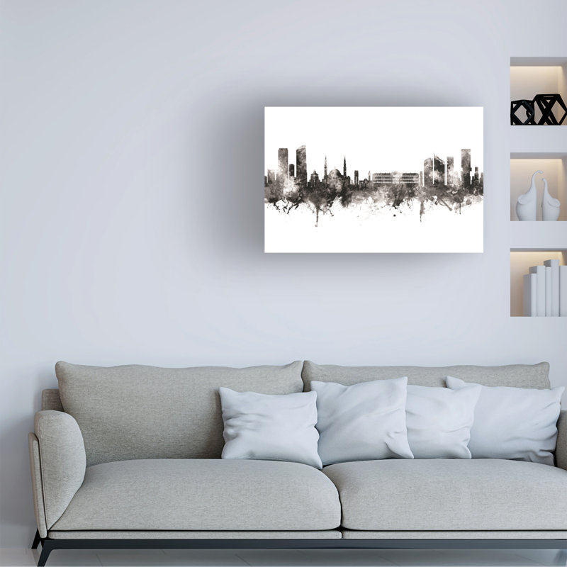 Michael Tompsett, «Beyrouth Lebanon Skyline Black White», art sur toile, H 12 po x l 19 po x P 2 po