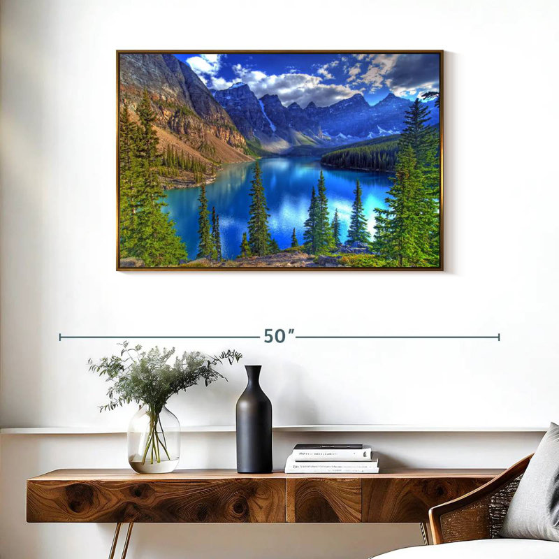 Lac Banff, Cadre flottant doré, 37 po x 25 po