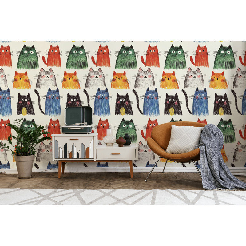 Papier peint chat fantaisiste Maud Lewis