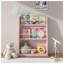 Étagère à livres et support de rangement à 3 niveaux pour enfants, organisateur en panneau de fibres à densité moyenne rose pour chambre à coucher et salle de jeux