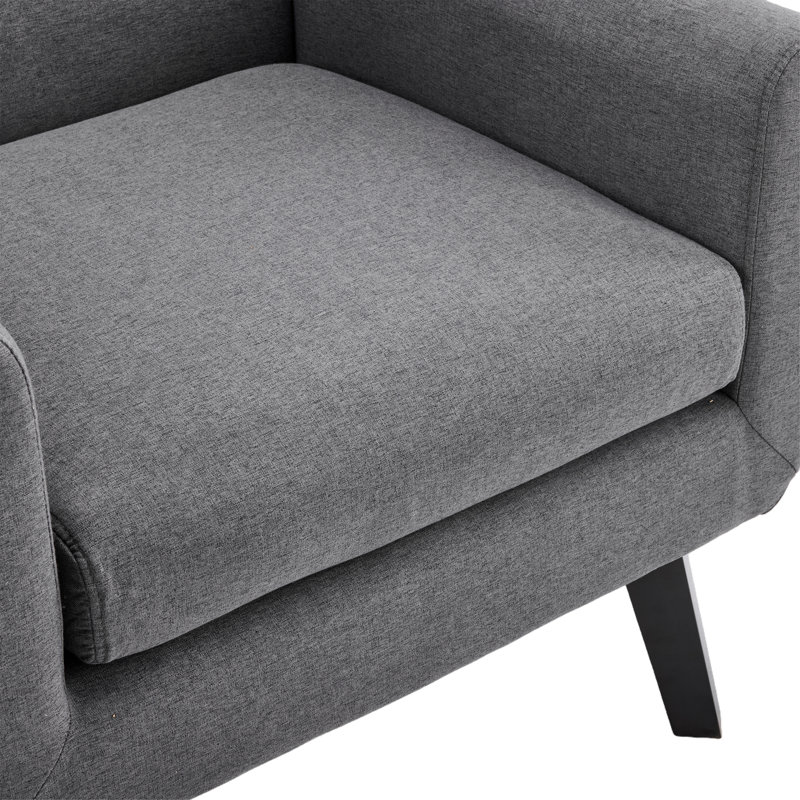 Tufted Linen Upholstered Accent Armchair With Solid Wood Leg, 1, Dark Gray