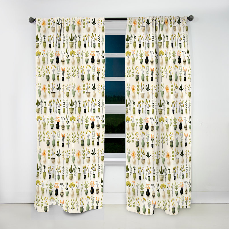 Minimalist Garden - Rideau floral - Rideau floral obscurcissant - 1 panneau, L 52 po x L 108 po