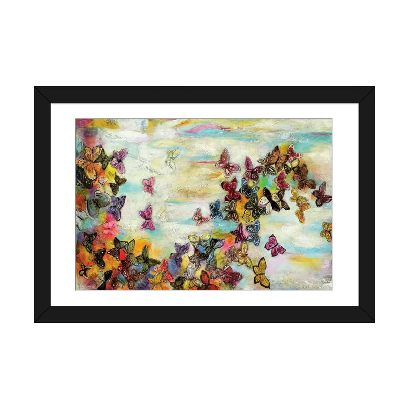 Mariposas II - impression sur toile tendue, H 24 po x l 32 po x P 1 po, Cadre noir