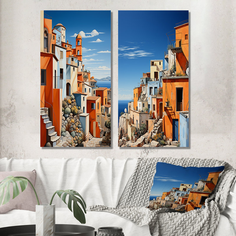 Italie, tons de terre cuite Fontanas X "Italie, tons de terre cuite Fontanas X" 2 - pièces sur, Toile tendue