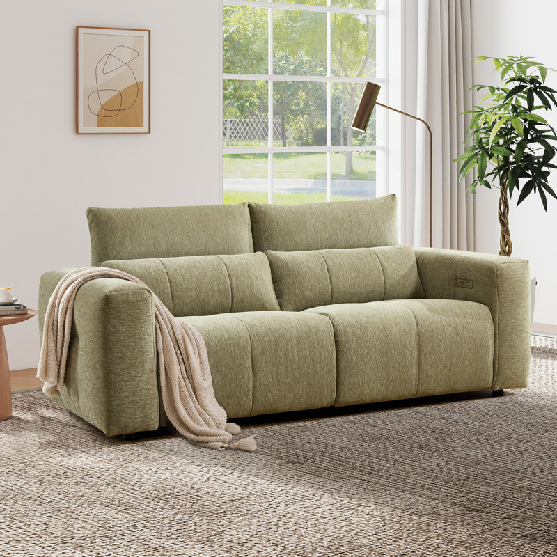 Canapé inclinable électrique surdimensionné moderne en chenille de 85 pouces de large avec deux moteurs et appui-tête réglables manuellement